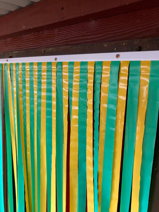 Budget Insect Fly Retro Style Door 86cmx200cm Green & Yellow Strips